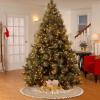 imageOurWarm Christmas Tree Skirt 48 Inches Burlap Tree Skirt for Artificial Trees Printed with Snowflakes and Merry Christmas Brown Rustic Tree Skirt for Christmas Decorations New Year Holiday Party36 inch