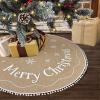 imageOurWarm Christmas Tree Skirt 48 Inches Burlap Tree Skirt for Artificial Trees Printed with Snowflakes and Merry Christmas Brown Rustic Tree Skirt for Christmas Decorations New Year Holiday Party36 inch