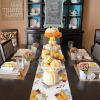 imageOurWarm Fall Table Runner Thanksgiving Pumpkins Eucalyptus Leaves Table Runners 13 x 72 Inch Harvest Table Runners Holiday Dining Room Kitchen Table Party Decorations