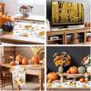 imageOurWarm Fall Table Runner Thanksgiving Pumpkins Eucalyptus Leaves Table Runners 13 x 72 Inch Harvest Table Runners Holiday Dining Room Kitchen Table Party Decorations