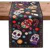 imageOurWarm Halloween Table Runner 72 inches Long Day of Dead Halloween Decor Indoor Skeleton Flowers Candles Halloween Table Decorations for Kitchen Indoor Outdoor Home Party