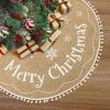 imageOurWarm Christmas Tree Skirt 48 Inches Burlap Tree Skirt for Artificial Trees Printed with Snowflakes and Merry Christmas Brown Rustic Tree Skirt for Christmas Decorations New Year Holiday Party48 inch