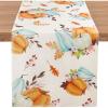 imageOurWarm Fall Table Runner Thanksgiving Pumpkins Eucalyptus Leaves Table Runners 13 x 72 Inch Harvest Table Runners Holiday Dining Room Kitchen Table Party Decorations