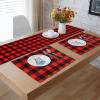 imageOurWarm 6pcs Buffalo Plaid Placemats Red and Black Buffalo Check Placemats Reversible Cotton Burlap Christmas Placemats for Home Holiday Christmas Table Decorations 12 x 18 Inch