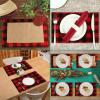 imageOurWarm 6pcs Buffalo Plaid Placemats Red and Black Buffalo Check Placemats Reversible Cotton Burlap Christmas Placemats for Home Holiday Christmas Table Decorations 12 x 18 Inch