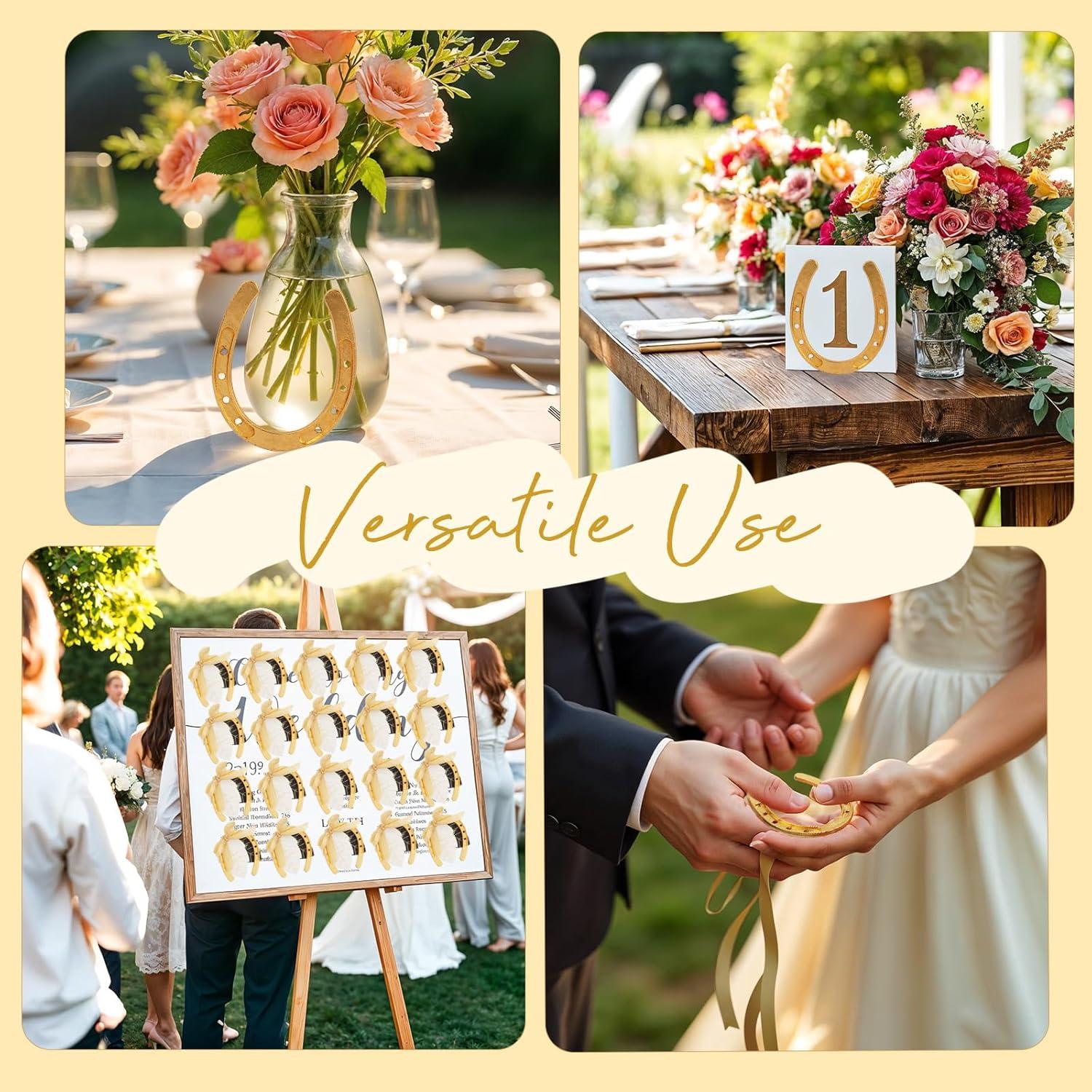 imageOurWarm 10PCS Gold Horseshoe Decor Wedding Favors with Black ampamp White Tags and Ribbon Stunning Horse Shoes Good Lucky Gifts for Wedding Birthday Kentucky Derby Party DecorationsGold