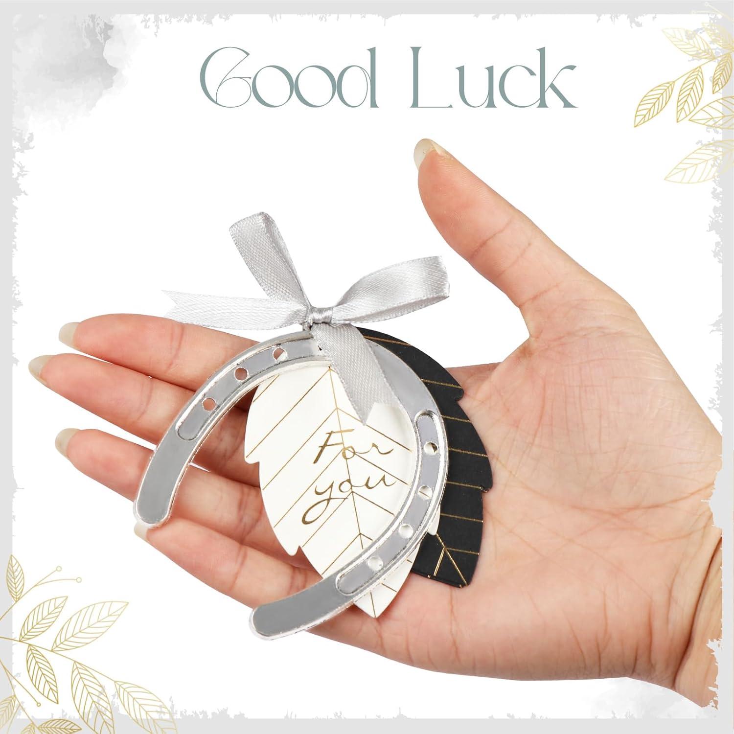 imageOurWarm 10PCS Gold Horseshoe Decor Wedding Favors with Black ampamp White Tags and Ribbon Stunning Horse Shoes Good Lucky Gifts for Wedding Birthday Kentucky Derby Party DecorationsSilver