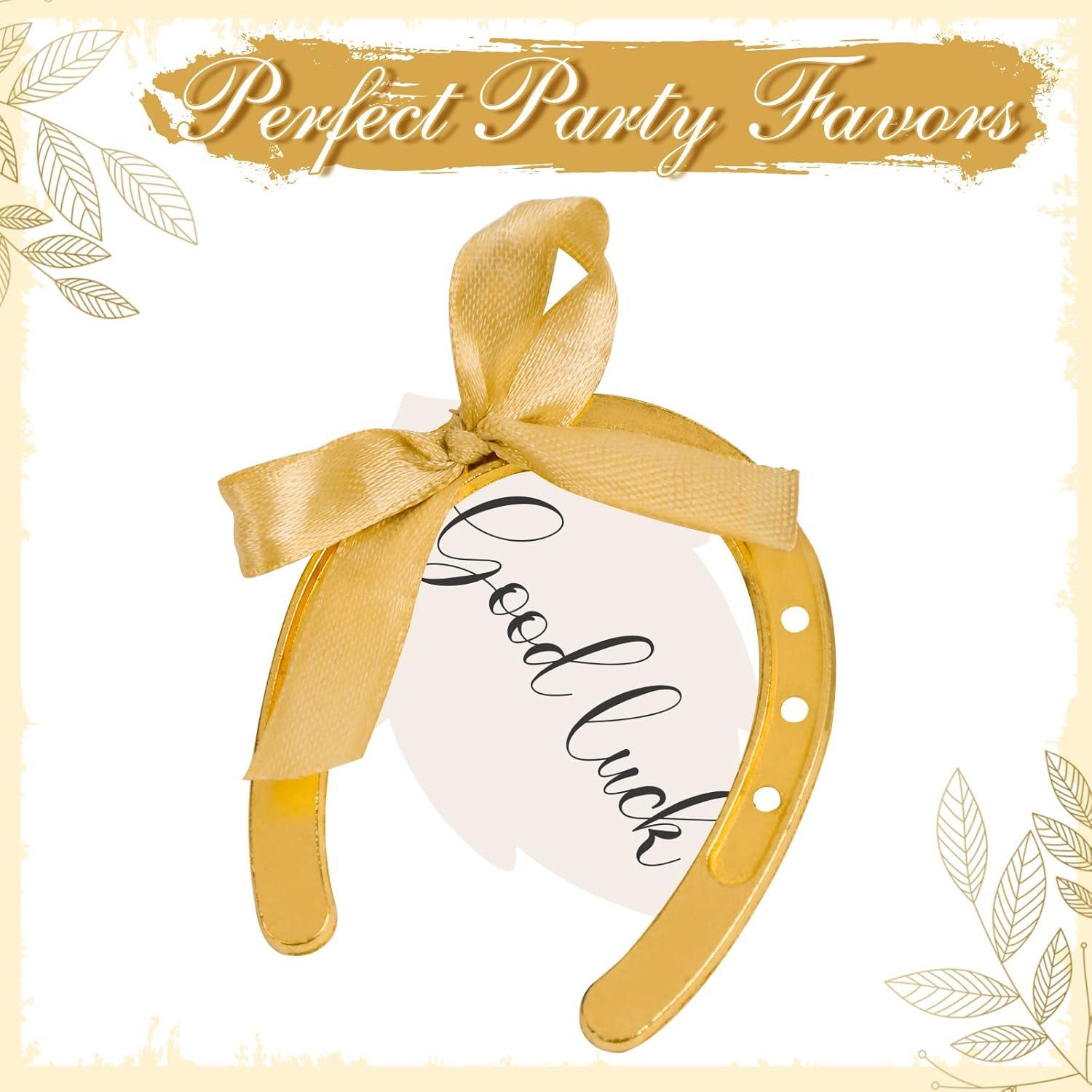 imageOurWarm 10PCS Gold Horseshoe Decor Wedding Favors with Black ampamp White Tags and Ribbon Stunning Horse Shoes Good Lucky Gifts for Wedding Birthday Kentucky Derby Party DecorationsGold