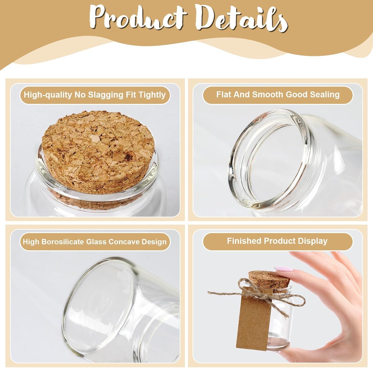 imageOurWarm 12 Pack Mini Jars with Lids 17OZ Small Glass Bottles with Cork Tag Label and Twine Versatile Small Glass Jars for Candy Potion Spice DIY Crafts Gift Birthday Wedding Party Decorations12pcs  50ml