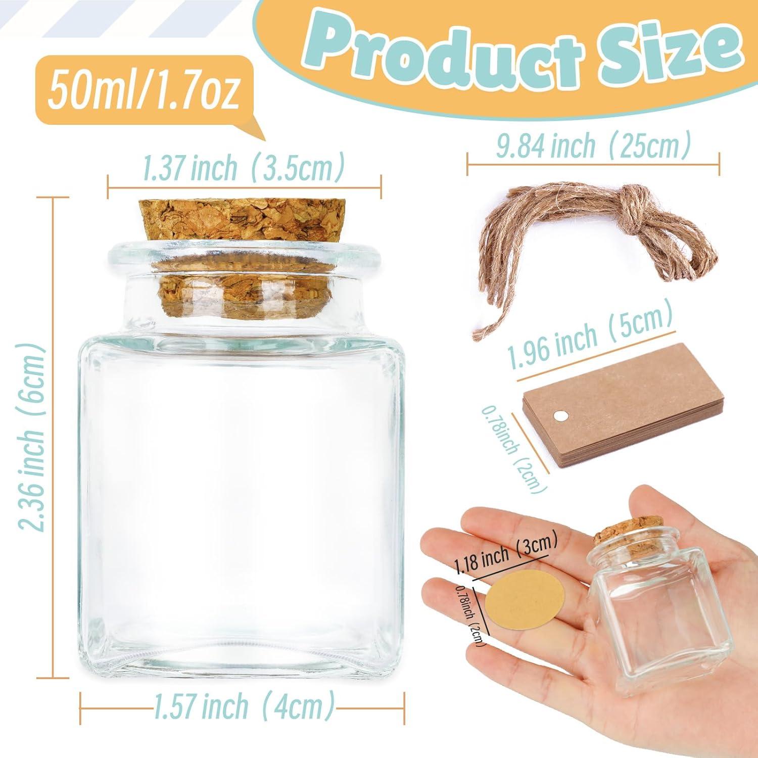 imageOurWarm 12 Pack Mini Jars with Lids 17OZ Small Glass Bottles with Cork Tag Label and Twine Versatile Small Glass Jars for Candy Potion Spice DIY Crafts Gift Birthday Wedding Party Decorations12pcs  17oz