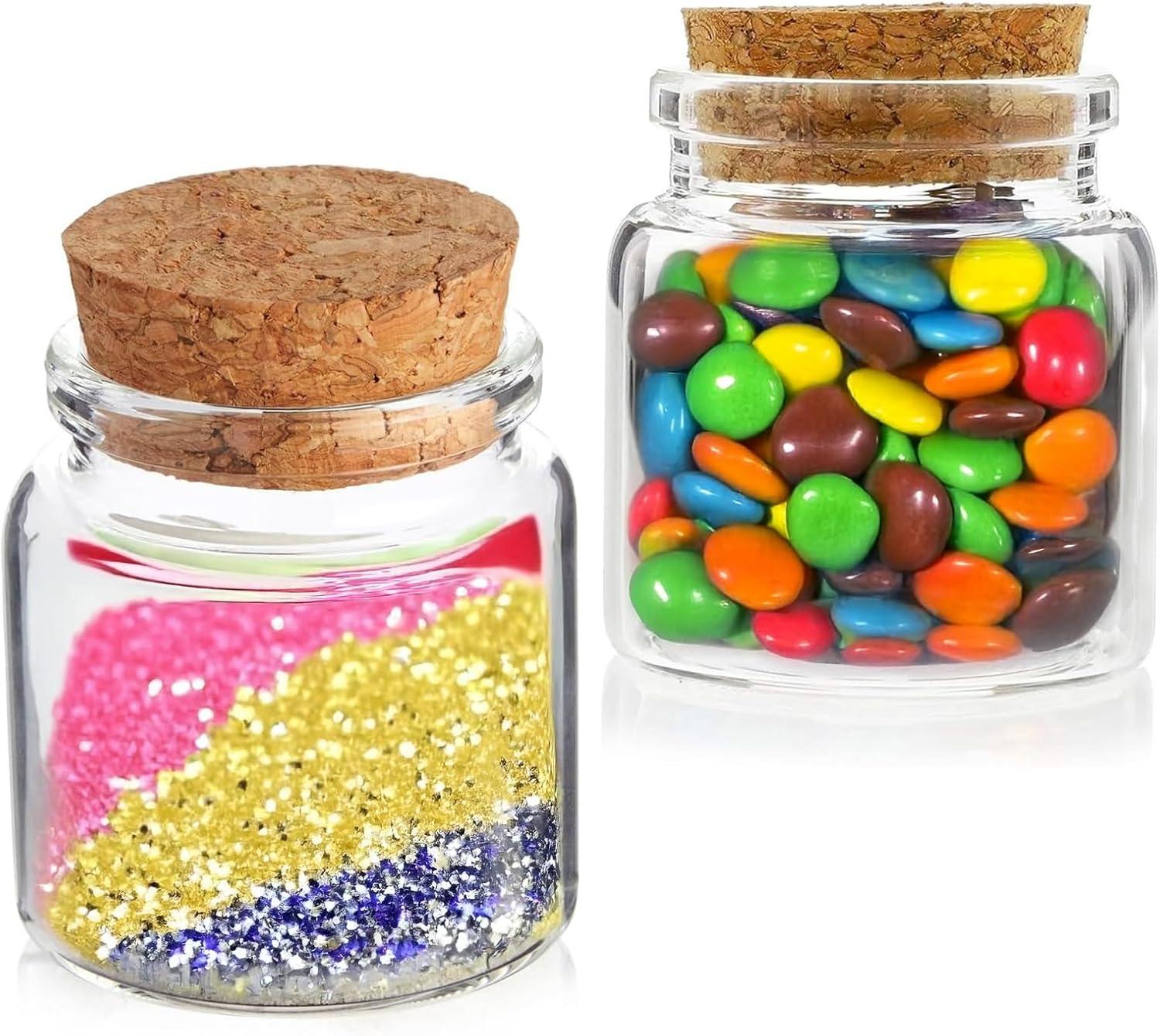 imageOurWarm 12 Pack Mini Jars with Lids 17OZ Small Glass Bottles with Cork Tag Label and Twine Versatile Small Glass Jars for Candy Potion Spice DIY Crafts Gift Birthday Wedding Party Decorations12pcs  50ml