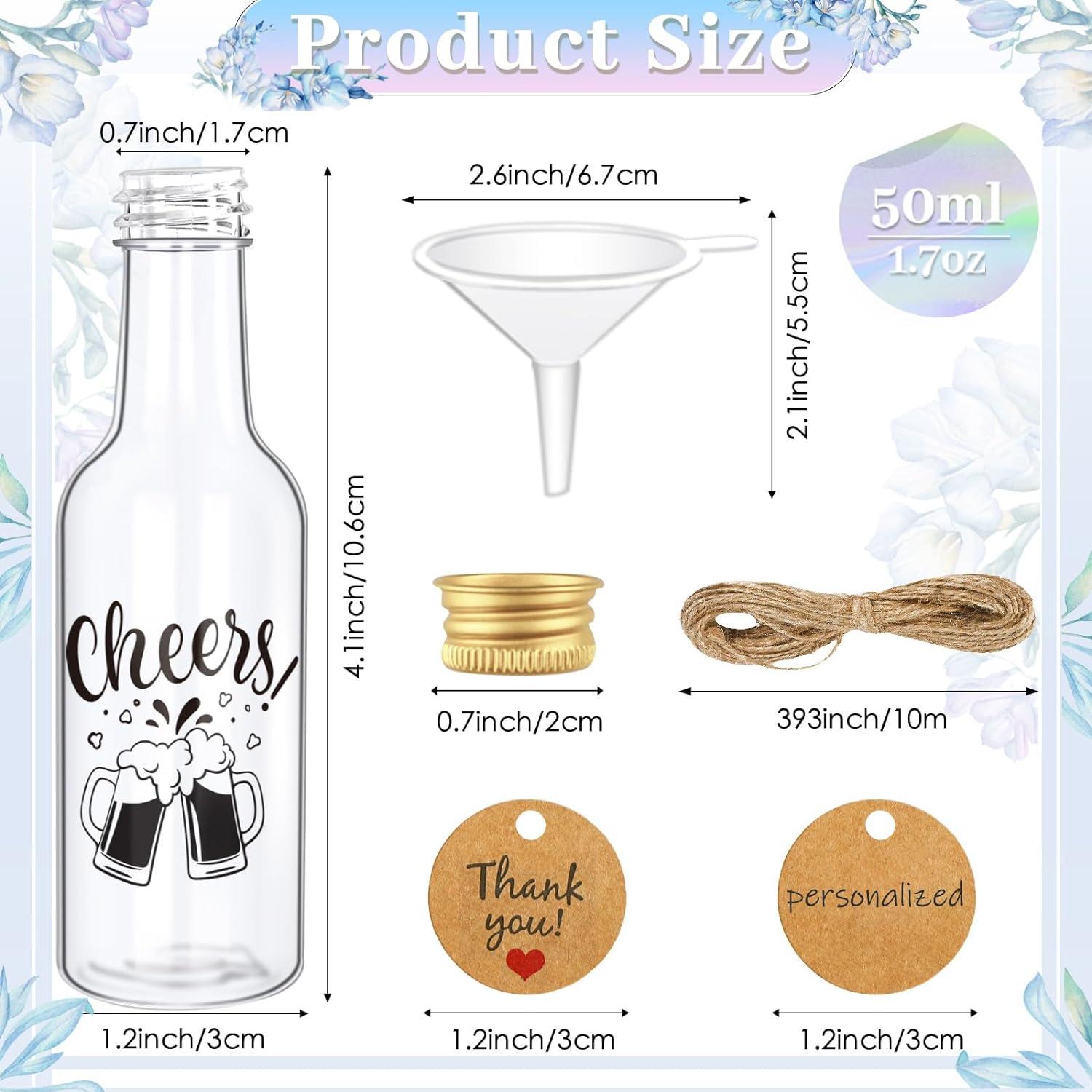 imageOurWarm 50 Pack Baby Shower Mini Liquor Bottles 17oz Empty Plastic Shot Bottles with Gold Screw Caps Funnels Tags ampamp Twines for Juice Wine Alcohol Juicing Ginger Shots Gender Reveal Party FavorsMini Shot Bottles