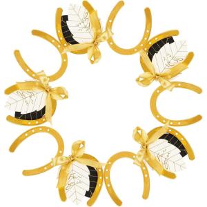 imageOurWarm 10PCS Gold Horseshoe Decor Wedding Favors with Black ampamp White Tags and Ribbon Stunning Horse Shoes Good Lucky Gifts for Wedding Birthday Kentucky Derby Party DecorationsGold