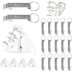 imageOurWarm 50 Sets Wedding Favors for Guests Bottle Opener Keychains withThank You Cards and Organza Bags Wedding Party Favors Souvenirs Gifts for Recuerdos Para Boda Bridal Shower Engagement