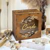 imageOurWarm Brown Wedding Card Box with Acrylic Window Wooden Gift Card Box for Wedding Reception Decorations Money Newly Named Box Wedding Decorations for Reception Party Birthday Rustic Wedding DecorBrown