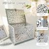 imageOurWarm Brown Wedding Card Box with Acrylic Window Wooden Gift Card Box for Wedding Reception Decorations Money Newly Named Box Wedding Decorations for Reception Party Birthday Rustic Wedding DecorSilver