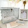 imageOurWarm Brown Wedding Card Box with Acrylic Window Wooden Gift Card Box for Wedding Reception Decorations Money Newly Named Box Wedding Decorations for Reception Party Birthday Rustic Wedding DecorSilver