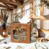 imageOurWarm Brown Wedding Card Box with Acrylic Window Wooden Gift Card Box for Wedding Reception Decorations Money Newly Named Box Wedding Decorations for Reception Party Birthday Rustic Wedding DecorBrown