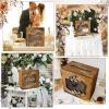 imageOurWarm Brown Wedding Card Box with Acrylic Window Wooden Gift Card Box for Wedding Reception Decorations Money Newly Named Box Wedding Decorations for Reception Party Birthday Rustic Wedding DecorBrown