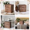 imageOurWarm Wedding Card Box for Party PreAssembled Wood Wedding Card Boxes for Reception Rustic Wedding Box for Cards and Money Envelope Money Box Gift Card Box for Wedding Graduation Baby Shower