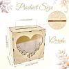 imageOurWarm Wedding Card Box for Party Wooden Gift Card Box with Heart Acrylic Window Wedding Card Boxes for Reception Graduation Money Box for Wedding Decor Graduation Baby Shower Birthday Party