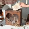 imageOurWarm Wedding Card Box for Party Wooden Wedding Card Boxes for Reception Rustic Wedding Box for Cards and Money Envelope Money Box Gift Card Box for Wedding Decor Graduation Baby Shower Birthdaybrown
