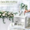 imageOurWarm White Wedding Card Box with Slot Wooden Card Box for Wedding Reception Large Envelope Wedding Box for Cards Money Gift Card Box Holder for Graduation Party 2025 Birthday Baby ShowerWhite Square