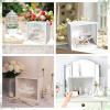 imageOurWarm White Wedding Card Box with Slot Wooden Card Box for Wedding Reception Large Envelope Wedding Box for Cards Money Gift Card Box Holder for Graduation Party 2025 Birthday Baby ShowerWhite Square