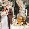 imageOurWarm Wooden Wedding Card Box for Party with Base Brown Whiskey Barrel Gift Card Box Holder for Cards Envelops and Money Box Rustic Wedding Decor for Graduation Baby Shower Birthday Party