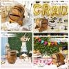 imageOurWarm Wooden Wedding Card Box for Party with Base Brown Whiskey Barrel Gift Card Box Holder for Cards Envelops and Money Box Rustic Wedding Decor for Graduation Baby Shower Birthday Party