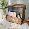 imageOurWarm Wooden Wedding Card Box with Flower Trough Brown Gift Card Box for Wedding with Acrylic Board Wedding Card Boxes for Reception Rustic Wedding Decor for Graduation Baby Showers Birthday Party