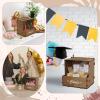 imageOurWarm Wooden Wedding Card Box with Flower Trough Brown Gift Card Box for Wedding with Acrylic Board Wedding Card Boxes for Reception Rustic Wedding Decor for Graduation Baby Showers Birthday Party