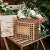 imageOurWarm Wooden Wedding Card Box with Slot Hollow Rattan Pattern Gift Card Box for Party Reception Envelope Money Card Box for Wedding Graduation Party Birthday Baby Shower DecorationsBrown