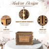 imageOurWarm Wooden Wedding Card Box with Slot Hollow Rattan Pattern Gift Card Box for Party Reception Envelope Money Card Box for Wedding Graduation Party Birthday Baby Shower DecorationsBrown