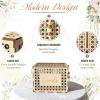 imageOurWarm Wooden Wedding Card Box with Slot Hollow Rattan Pattern Gift Card Box for Party Reception Envelope Money Card Box for Wedding Graduation Party Birthday Baby Shower DecorationsWood