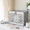 imageOurWarm Brown Wedding Card Box with Acrylic Window Wooden Gift Card Box for Wedding Reception Decorations Money Newly Named Box Wedding Decorations for Reception Party Birthday Rustic Wedding DecorSilver