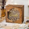 imageOurWarm Brown Wedding Card Box with Acrylic Window Wooden Gift Card Box for Wedding Reception Decorations Money Newly Named Box Wedding Decorations for Reception Party Birthday Rustic Wedding DecorBrown