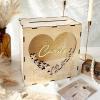 imageOurWarm Wedding Card Box for Party Wooden Gift Card Box with Heart Acrylic Window Wedding Card Boxes for Reception Graduation Money Box for Wedding Decor Graduation Baby Shower Birthday Party