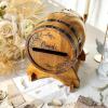 imageOurWarm Wooden Wedding Card Box for Party with Base Brown Whiskey Barrel Gift Card Box Holder for Cards Envelops and Money Box Rustic Wedding Decor for Graduation Baby Shower Birthday Party