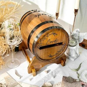 imageOurWarm Wooden Wedding Card Box for Reception Whiskey Barrel Gift Card Box for Party Wedding Envelope Box with Slot ampamp Holder for Graduation Bridal Shower Birthday Wedding Table Decor