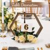 imageOurWarm 12Pcs Hexagon Wedding Centerpiece Table Decorations Brown Wooden Table Centerpieces for Party Event 3 Size Honeycomb Wedding Centerpieces for Tables Rustic Wedding Decor for Table Home Wall