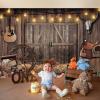 imageOurWarm 7x5FT Western Cowboy Backdrop Party Decorations Wild West Rodeo Decor Rustic House Barn Photography Props Background Theme Party Supplies for Kids Birthday Banner Photo Booth