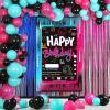 imageOurWarm Tik Tok Birthday Party Decorations 135Pcs Happy Birthday Decorations Birthday Party Supplies Includes Happy Birthday Banner Fringe Backdrop Balloons Arch Tablecloth for Birthday Decor