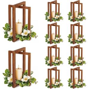 imageOurWarm 10Pcs Wedding Centerpieces for Tables Foldable Centerpiece Table Decorations Table Centerpieces Wooden Centerpieces for Tables Rustic Lantern Centerpieces for Tables Wedding Reception DecorBrown