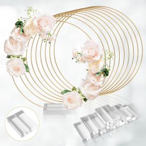 imageOurWarm 24 PCS 12 Inch Floral Hoop Centerpiece Table Decorations Metal Gold Centerpieces for Table with Acrylic Base Wedding Centerpiece Table Decorations Table Centerpieces for Wedding Party DecorGold