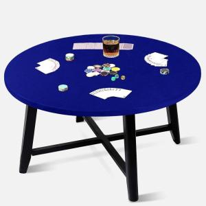 imageOurWarm Blue Round Felt Tablecloth 3648 inches Elastic Fitted Modern Table Cover for Card Games Mahjong Poker 1 Pack AllSeason 705 oz 10 CountBlue