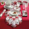 imageOurWarm 15 x 70 Inch Embroidered Christmas Table Runner Red Table Linens for Christmas Decorations Luxury Holly Poinsettia Table Runner for Dining Kitchen ampamp Dining TableEmbroidered Table Runner