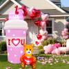 image6 FT Valentines Day InflatablesValentine Decorations OutdoorPink Lighted Valentines Blow Up Yard Decorations Mail Coffee Cup with Teddy Bear for Gadern Lawn Indoor Decor Wedding Party Proposal