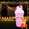 image6 FT Valentines Day InflatablesValentine Decorations OutdoorPink Lighted Valentines Blow Up Yard Decorations Mail Coffee Cup with Teddy Bear for Gadern Lawn Indoor Decor Wedding Party Proposal