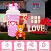 image6 FT Valentines Day InflatablesValentine Decorations OutdoorPink Lighted Valentines Blow Up Yard Decorations Mail Coffee Cup with Teddy Bear for Gadern Lawn Indoor Decor Wedding Party Proposal